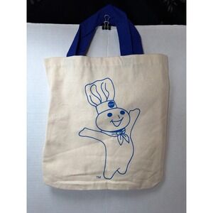 VTG 90s Pillsbury Doughboy Tote Bag Unisex OS Cream Blue Canvas Graphic 11x12